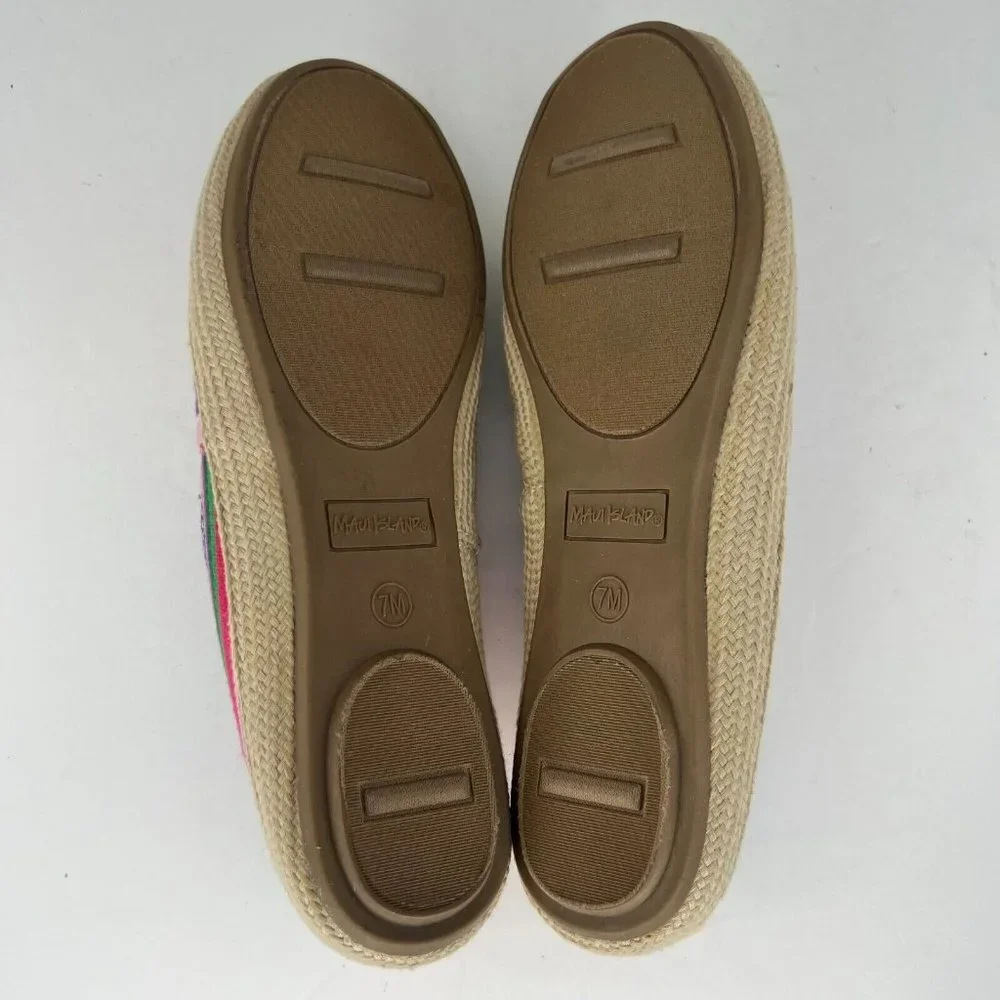 Maui Island Womens Tiki Multicolor Canvas Color Striped Size 7M Slip On Shoes